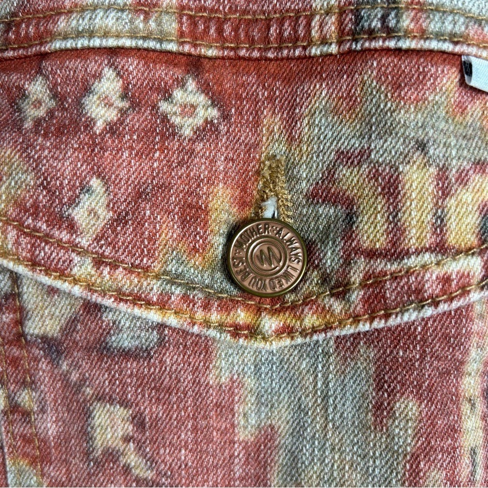 Mother Denim Jacket Shrunken Mountain Drifter Rust Cream Boho L - Picture 5 of 11